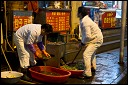 Preparing food on the street, Shanghai, China.