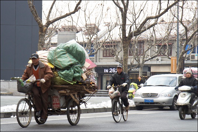 Riding on the streets of Shanghai, China.