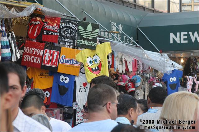T shirt display on Canal Street. Chinatown, NYC.