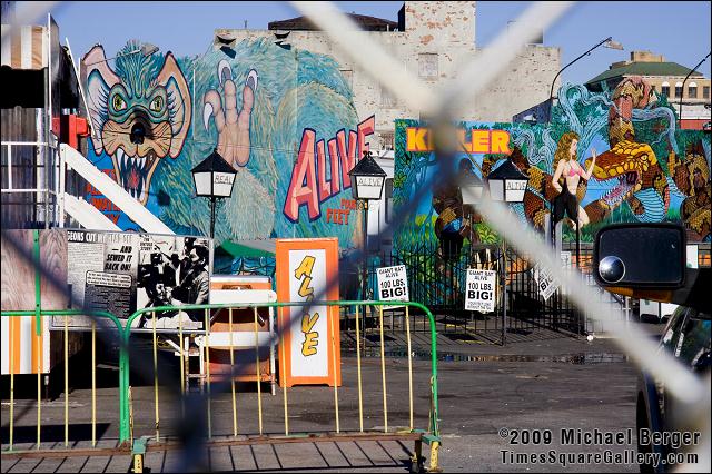 Side show art at the amusement park, Coney Island, NY.