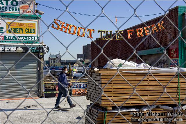 Shoot The Freak with paintballs on the Coney Island boardwalk.