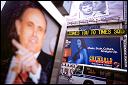 Rudy Giuliani planned to run for US senator from NY against  Hilllary Clinton before withdrawing from the race. An ad on W 42nd St. between Broadway and 7th Ave. 2000.
