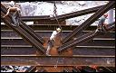 Iron workers on beams at a construction site on 7th Avenue betweeen W. 42nd and W. 43rd Street. 1999.
