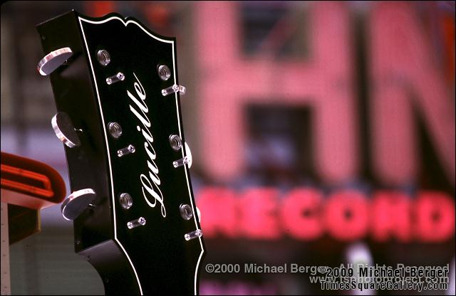 Celebrating the raising of the marquee above the B. B. King Blues Club on W. 42nd Street. 2000.