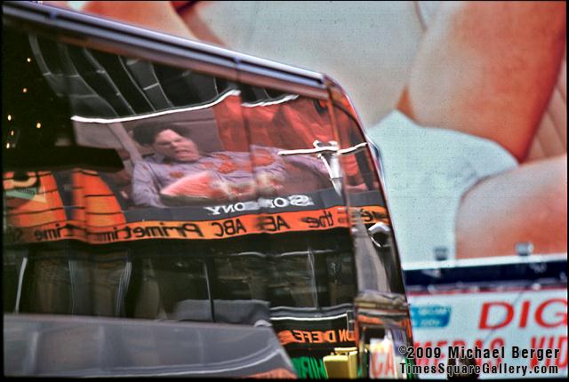 Bus passing through Times Square. 2000.