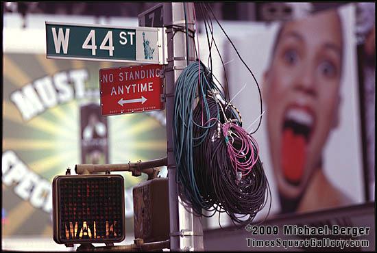 Billboard and cables stored in preparation for New Years Eve celebration in Times Square. 2002.