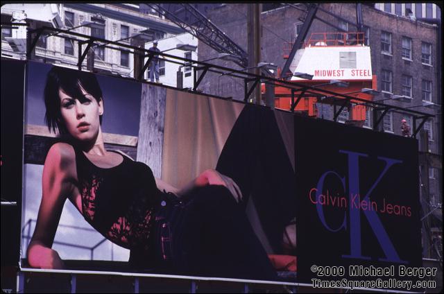 Calvin Klein ad on the north side of West 42nd Street between Broadway and 6th Avenue. 1997.