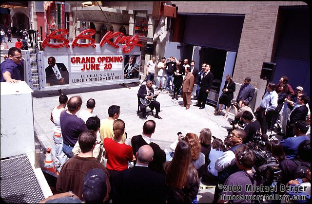 B. B. King playing on 42nd Street during the celebration of the raising of the marquee above the B. B. King Blues Club. 2000.